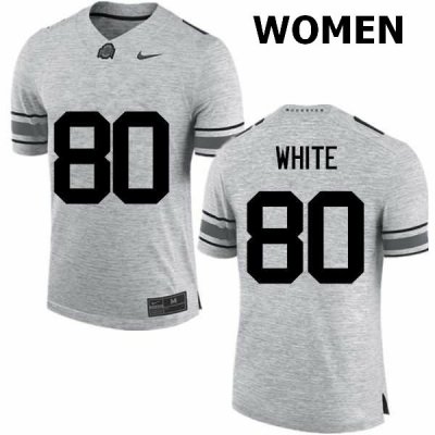 NCAA Ohio State Buckeyes Women's #80 Brendon White Gray Nike Football College Jersey MIX8245KG